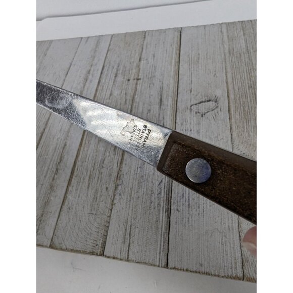 Vintage Pyramid Stainless Steel 12 3/4" Solid Serving Spoon Red Brown Handle - Picture 9 of 9